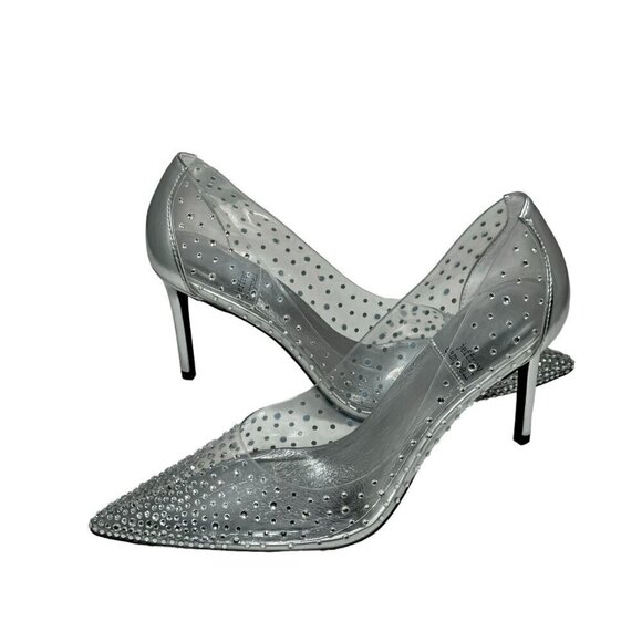 NEW Jeffrey Campbell Crystaline Rhinestone Pump Clear-Silver Heels Sz 8 - Picture 2 of 7
